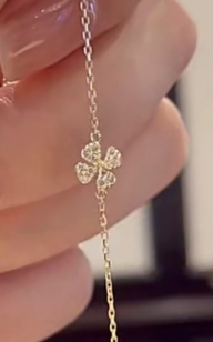 925 Silver Plated 14K Gold Clover Pure Silver