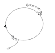 S925 Silver Cross & Star Charm Anklet