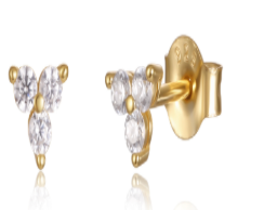 Golden V Trio Diamond Earrings