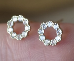 Flower Circle Gold Stud Earrings