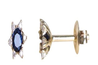 Blue Flower Gold Zircon Studs
