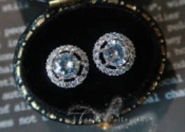 Hollow Gold Zircon Round Studs