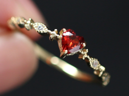 Red Heart Moissanite Ring