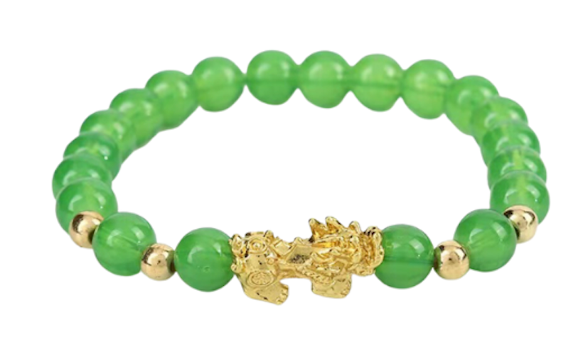 Crystal Pixiu Bracelet with Gold Beads