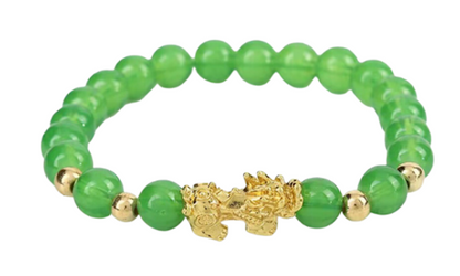 Crystal Pixiu Bracelet with Gold Beads