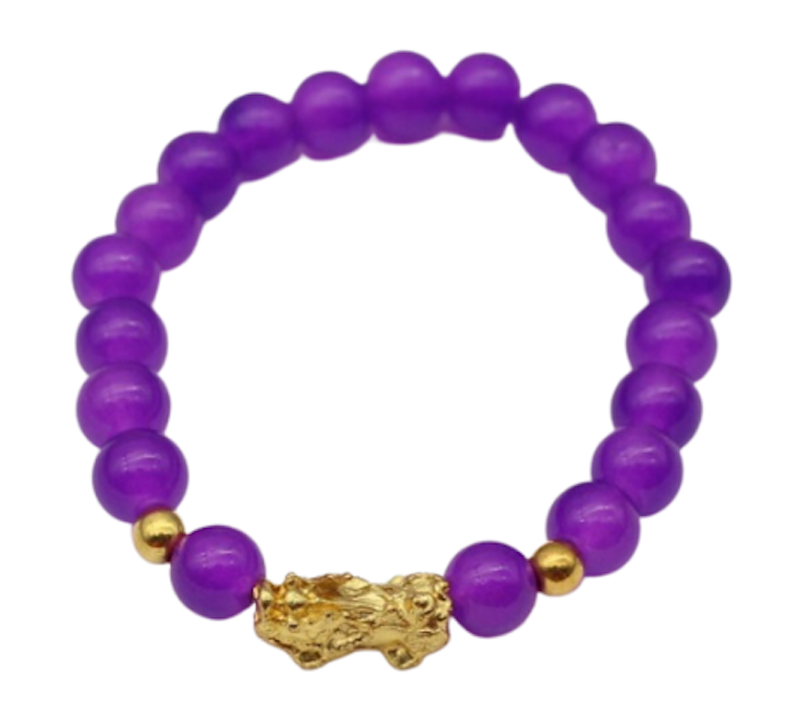 Crystal Pixiu Bracelet with Gold Beads