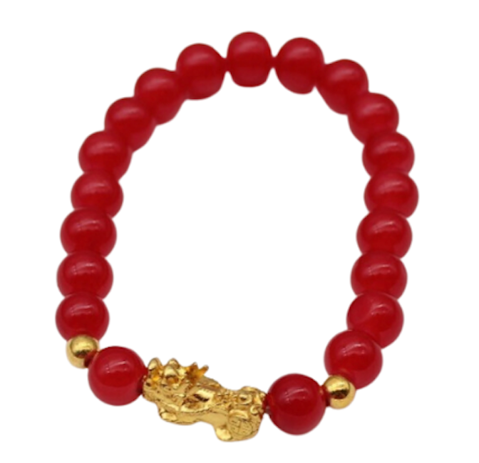 Crystal Pixiu Bracelet with Gold Beads