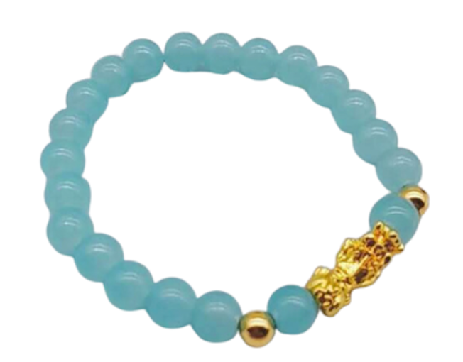 Crystal Pixiu Bracelet with Gold Beads